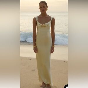 Margot Cowl Neck Satin Maxi Dress - Butter
